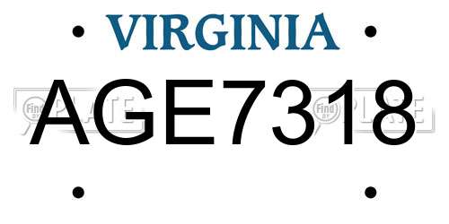 AGE7318 Virginia License Plate