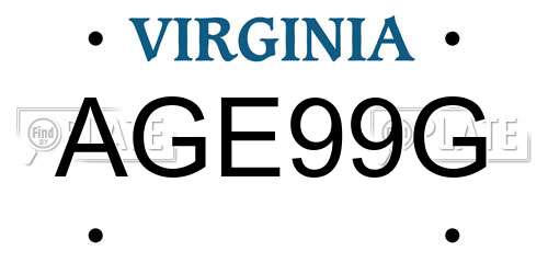 AGE99G Virginia License Plate