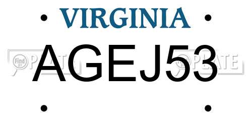 AGEJ53 Virginia License Plate