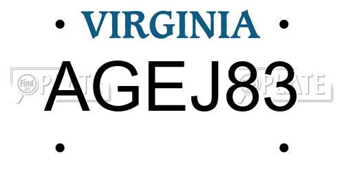 AGEJ83 Virginia License Plate