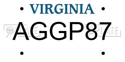 AGGP87 Virginia License Plate