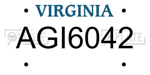 AGI6042 Virginia License Plate