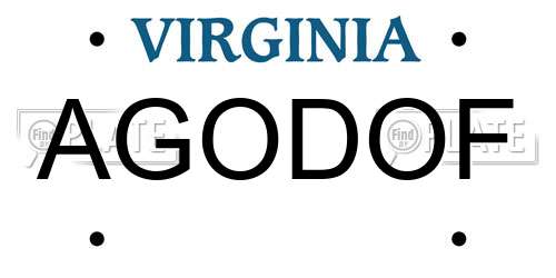 AGODOF Virginia License Plate