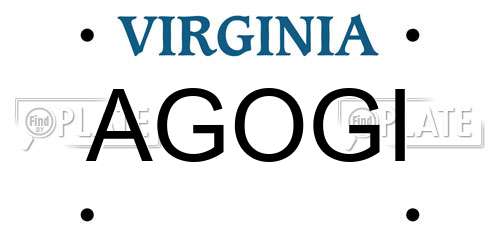 AGOGI Virginia License Plate