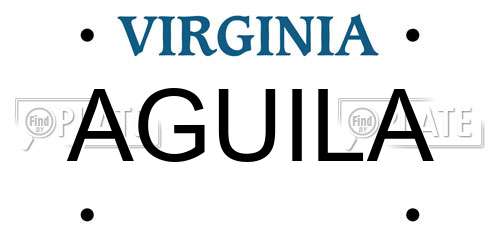 AGUILA Virginia License Plate