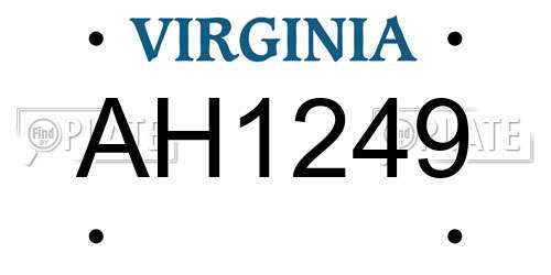 AH1249 Virginia License Plate