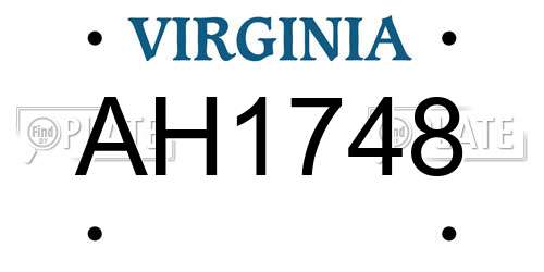 AH1748 Virginia License Plate