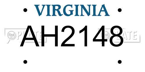 AH2148 Virginia License Plate