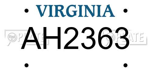 AH2363 Virginia License Plate