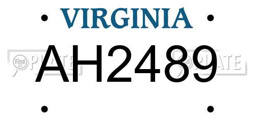AH2489 Virginia License Plate