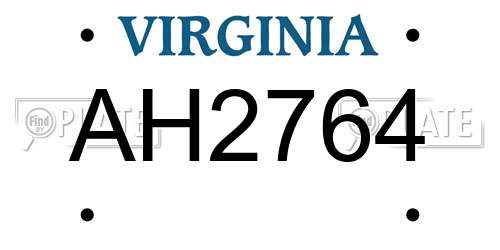 AH2764 Virginia License Plate