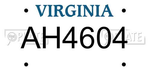 AH4604 Virginia License Plate