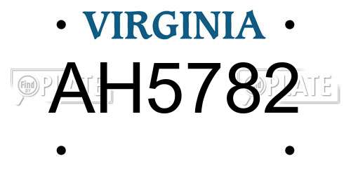 AH5782 Virginia License Plate