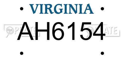 AH6154 Virginia License Plate