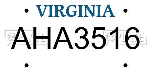 AHA3516 Virginia License Plate