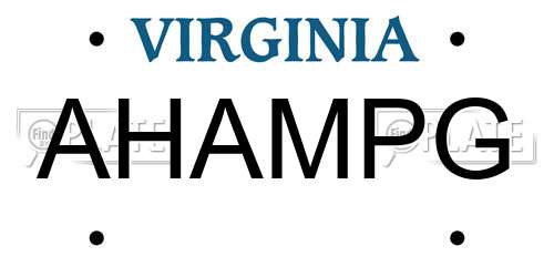 AHAMPG Virginia License Plate