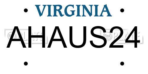 AHAUS24 Virginia License Plate