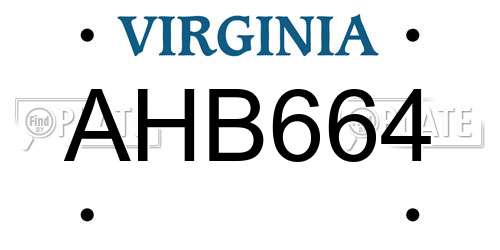 AHB664 Virginia License Plate