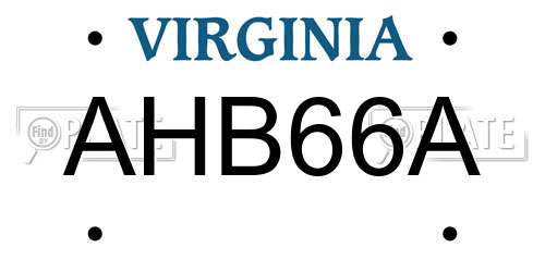 AHB66A Virginia License Plate