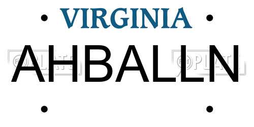 AHBALLN Virginia License Plate