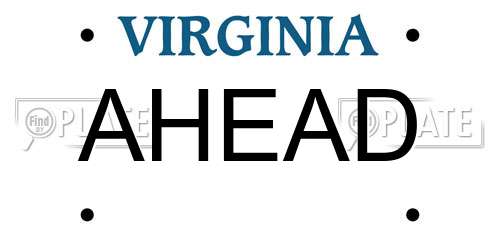 AHEAD Virginia License Plate
