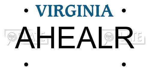 AHEALR Virginia License Plate