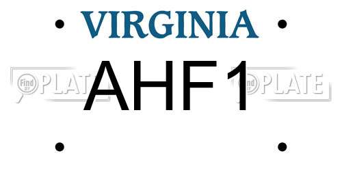 AHF1 Virginia License Plate