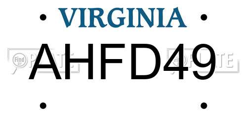 AHFD49 Virginia License Plate