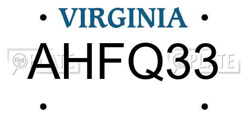 AHFQ33 Virginia License Plate