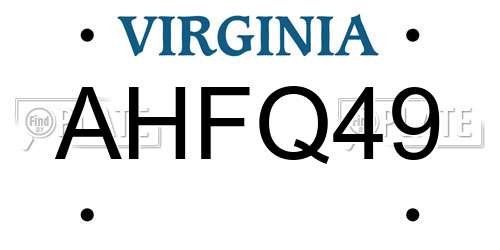 AHFQ49 Virginia License Plate