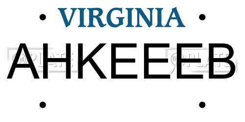 AHKEEEB Virginia License Plate