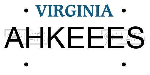 AHKEEES Virginia License Plate