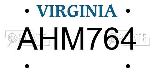 AHM764 Virginia License Plate