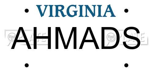 AHMADS Virginia License Plate