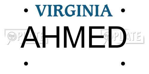 AHMED Virginia License Plate