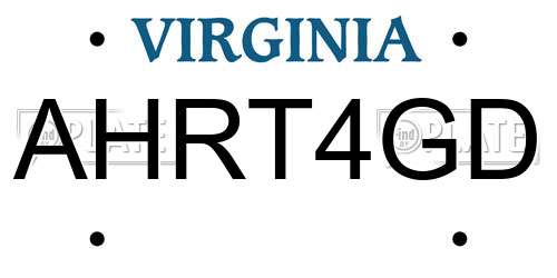 AHRT4GD Virginia License Plate