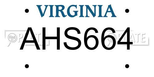 AHS664 Virginia License Plate
