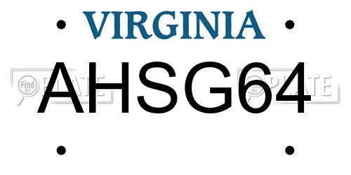 AHSG64 Virginia License Plate