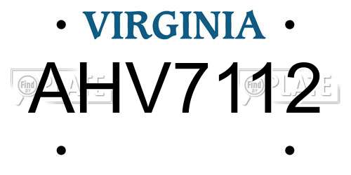 AHV7112 Virginia License Plate