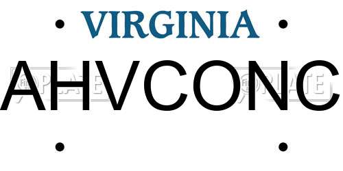 AHVCONC Virginia License Plate