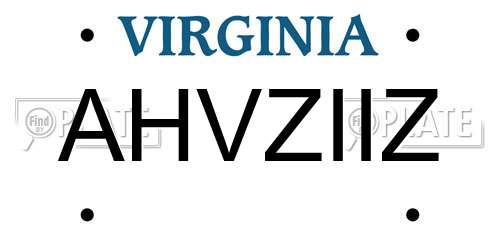 AHVZIIZ Virginia License Plate