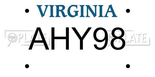 AHY98 Virginia License Plate