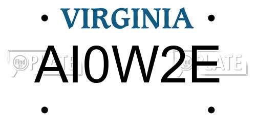 AI0W2E Virginia License Plate