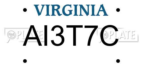 AI3T7C Virginia License Plate