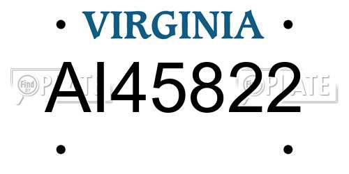 AI45822 Virginia License Plate