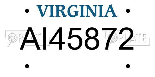 AI45872 Virginia License Plate