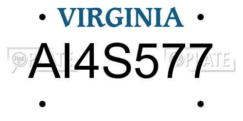 AI4S577 Virginia License Plate