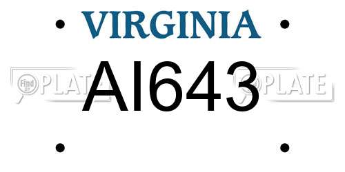 AI643 Virginia License Plate