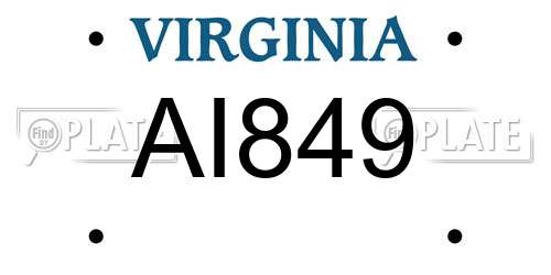 AI849 Virginia License Plate
