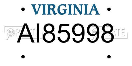 AI85998 Virginia License Plate